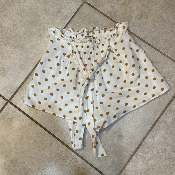 Billabong Cream High Waisted Flowy Beach Shorts S Gold Polka Dots - Picture 2 of 7
